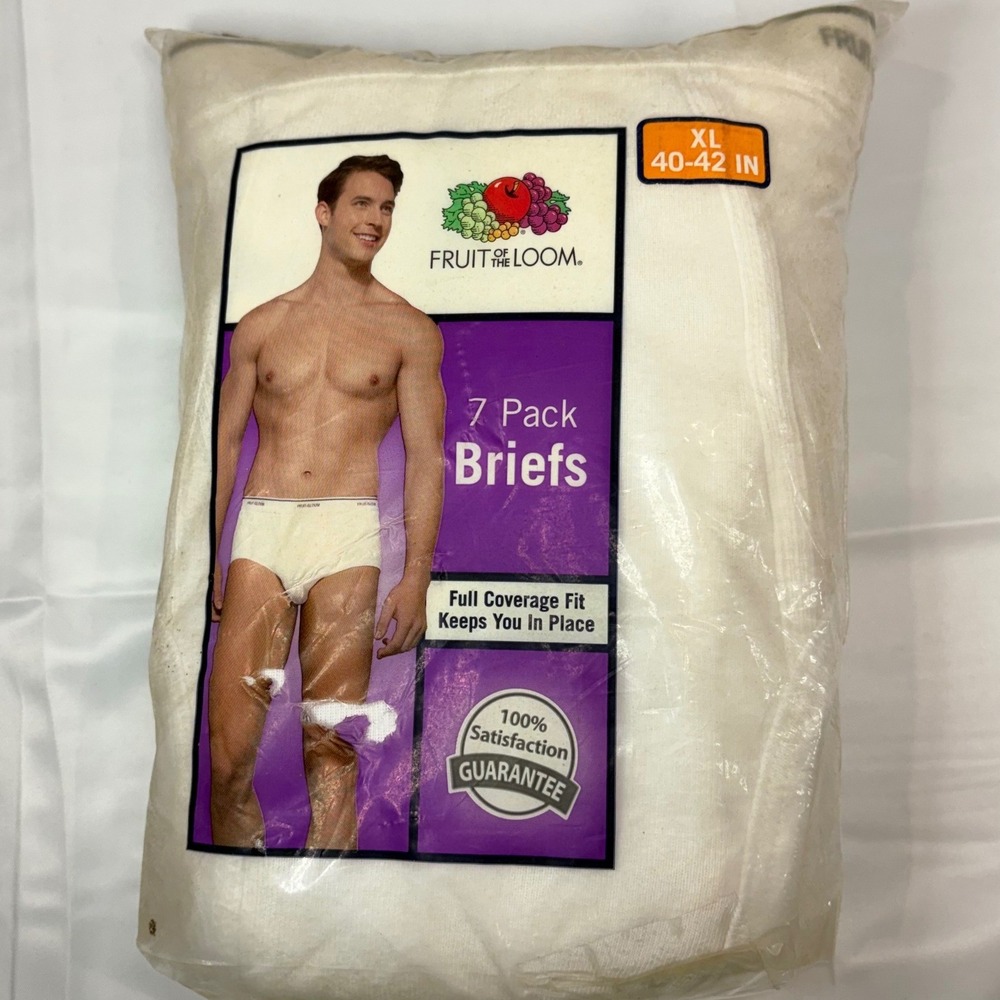 Men Vintage 2013 Fruit of the Loom Briefs 7-Pack Tighty Whities XL 40-42 NIP NEW